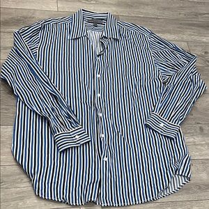 Old Navy Men's Navy and White Striped Shirt